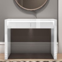 White Gloss Console Table with Drawers and LED Lights  -Tiffany