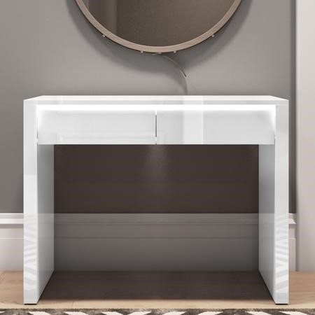 White Gloss Console Table With Drawers, Large White Console Table With Drawers