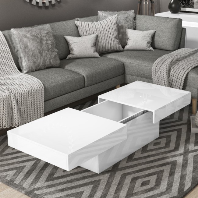 GRADE A1 - Storage Coffee Table in White High Gloss - Tiffany