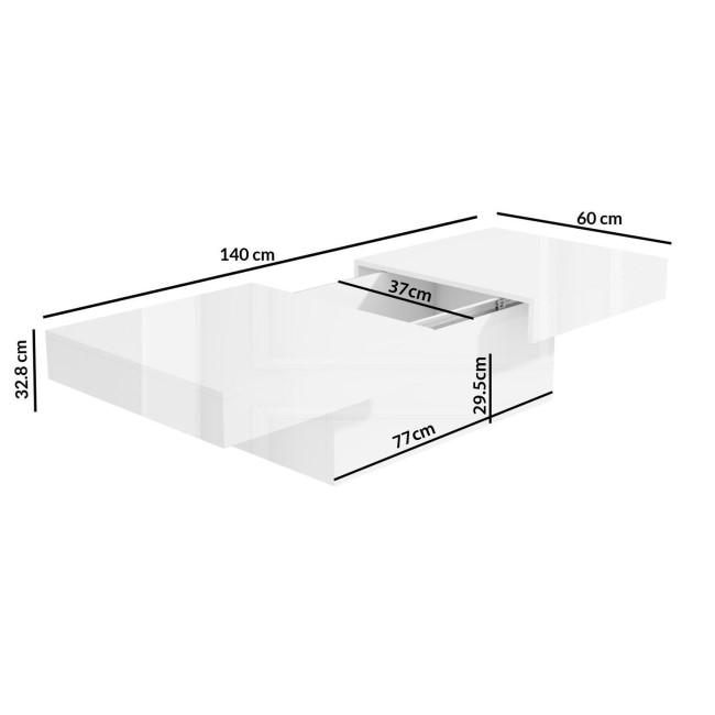 White Gloss Storage Coffee Table - Rectangular - Tiffany