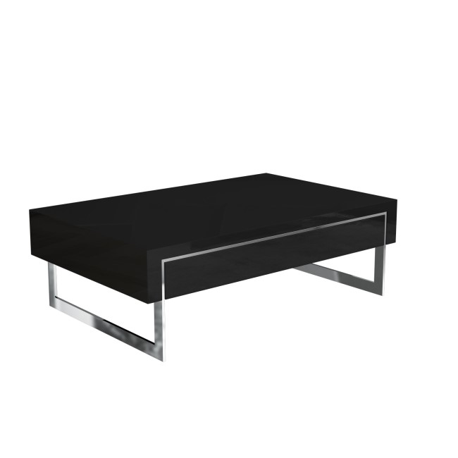 Black Gloss Coffee Table with Storage Drawers - Evoque