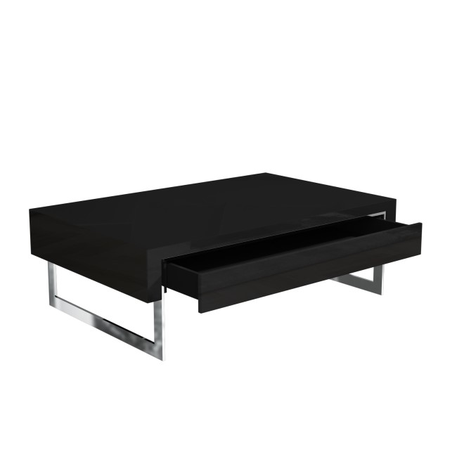 Black Gloss Coffee Table with Storage Drawers - Evoque