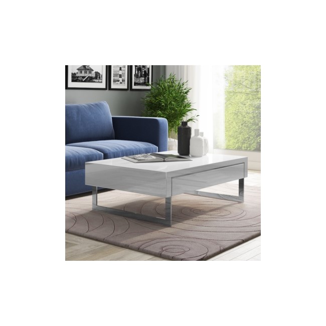 GRADE A1 - Evoque White High Gloss Coffee Table with Storage Drawers