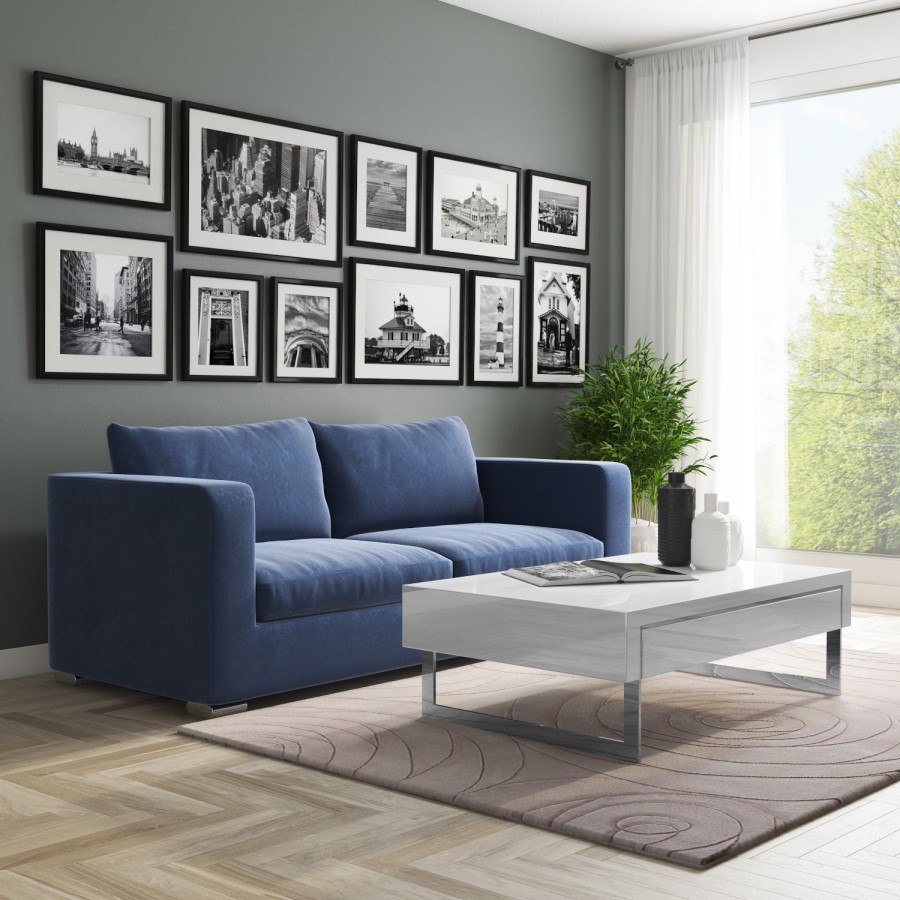 GRADE A2 - Evoque White High Gloss Coffee Table with Storage Drawers