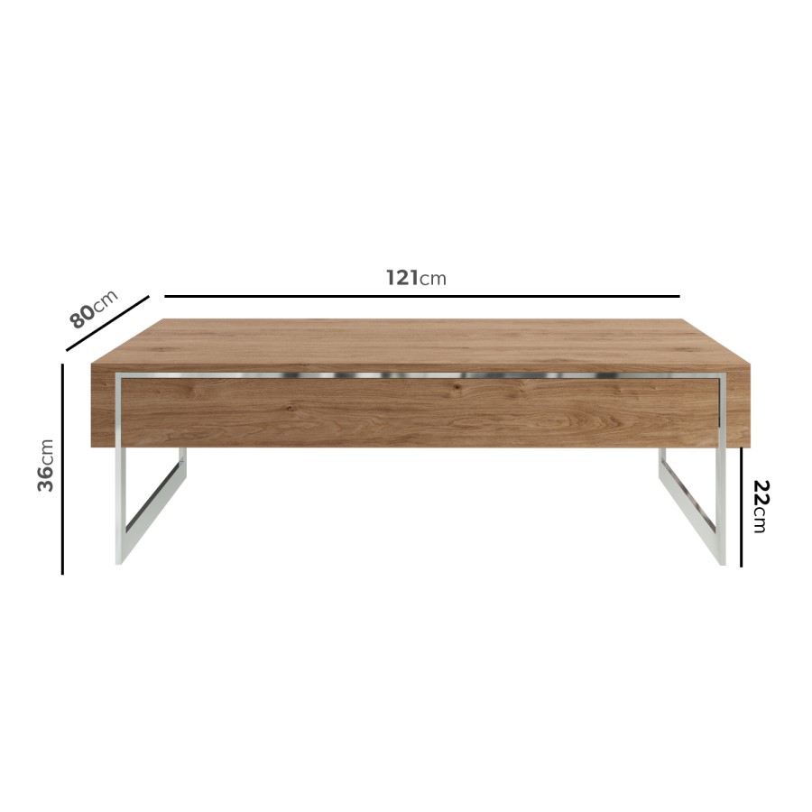 GRADE A1 - Oak Effect Coffee Table with Storage Drawer - Tiffany