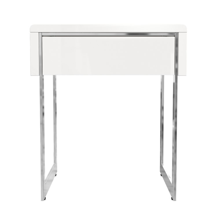 Rectangular White Gloss Side Table with Storage - Tiffany