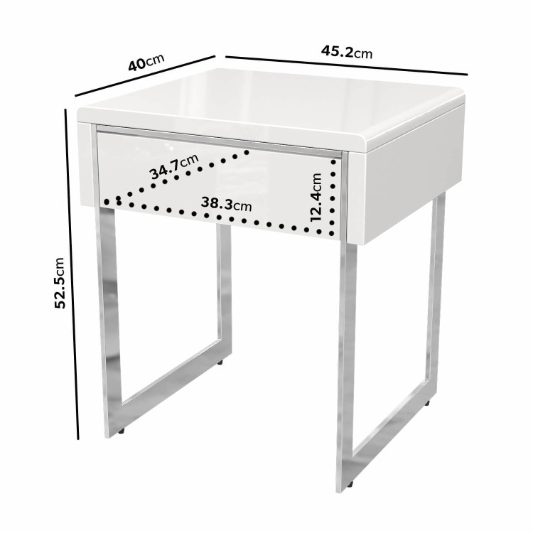 GRADE A1 - White High Gloss Side Table with Storage - Tiffany