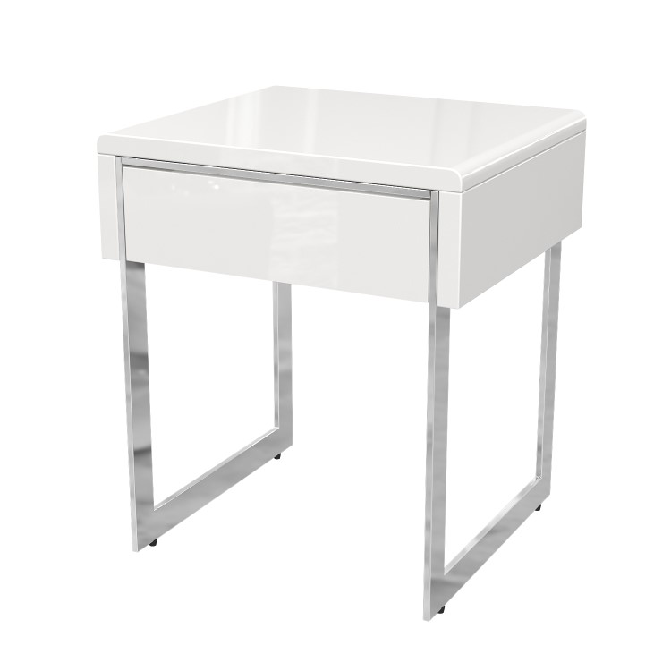 GRADE A1 - White High Gloss Side Table with Storage - Tiffany