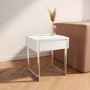 GRADE A1 - White High Gloss Side Table with Storage - Tiffany