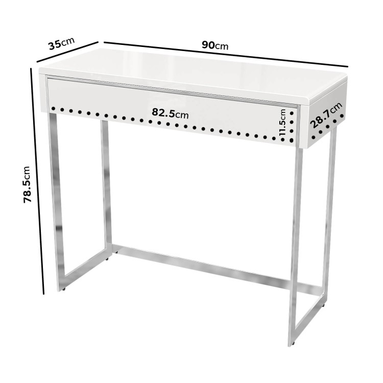 Small White High Gloss Console Table with Drawer - Tiffany