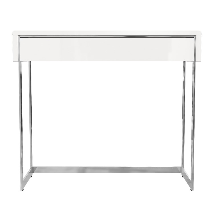 Small White High Gloss Console Table with Drawer - Tiffany