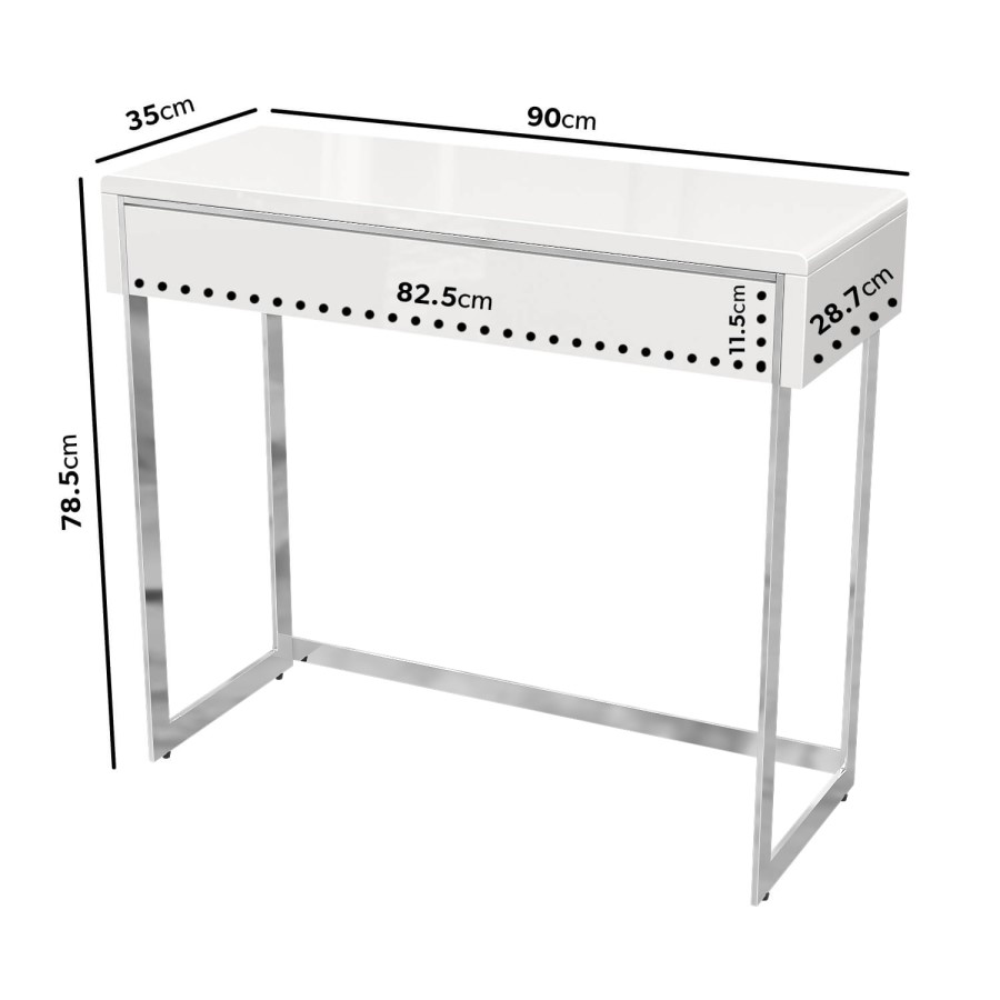 GRADE A1 - White High Gloss Console Table with Drawer - Tiffany