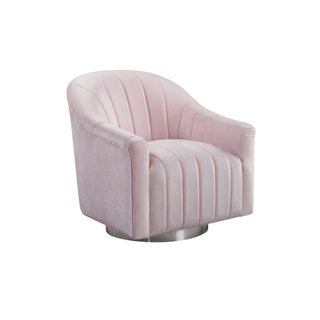 Tiffany Swivel Armchair in Light Pink Velvet