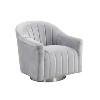 Tiffany Swivel Armchair in Silver Grey Velvet