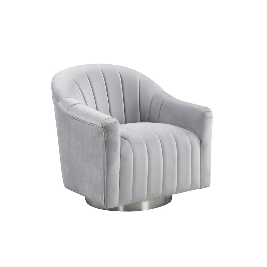 Tiffany Swivel Armchair in Silver Grey Velvet