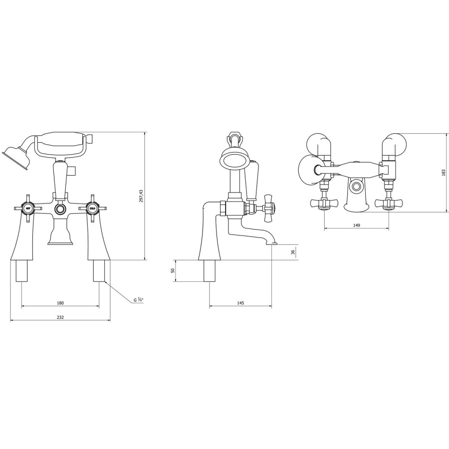 Elod Traditional Bath Shower Mixer Tap