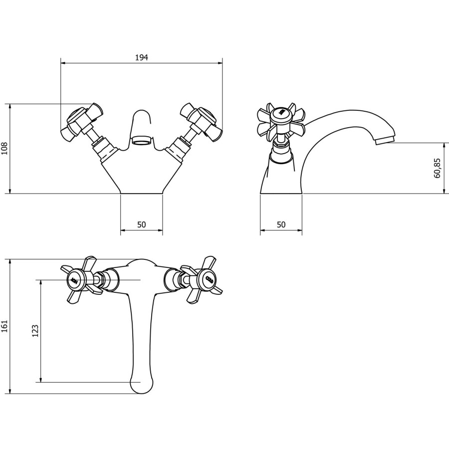 Elod Traditional Mono Basin Mixer Tap & Waste