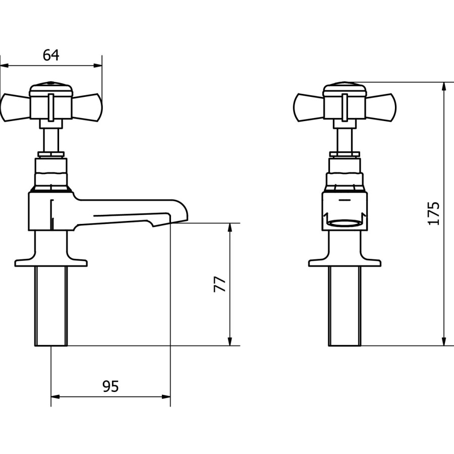 Elod Pair of Traditional Basin Pillar Taps
