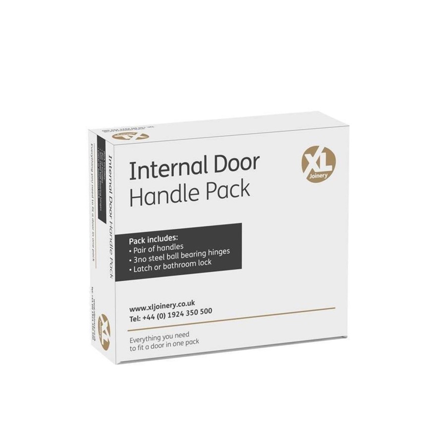 Internal Black Nickel and Silver Polished Chrome Lever Door Handle with Latch and Hinges Pack - 75mm Latch - Timis - XL Joinery