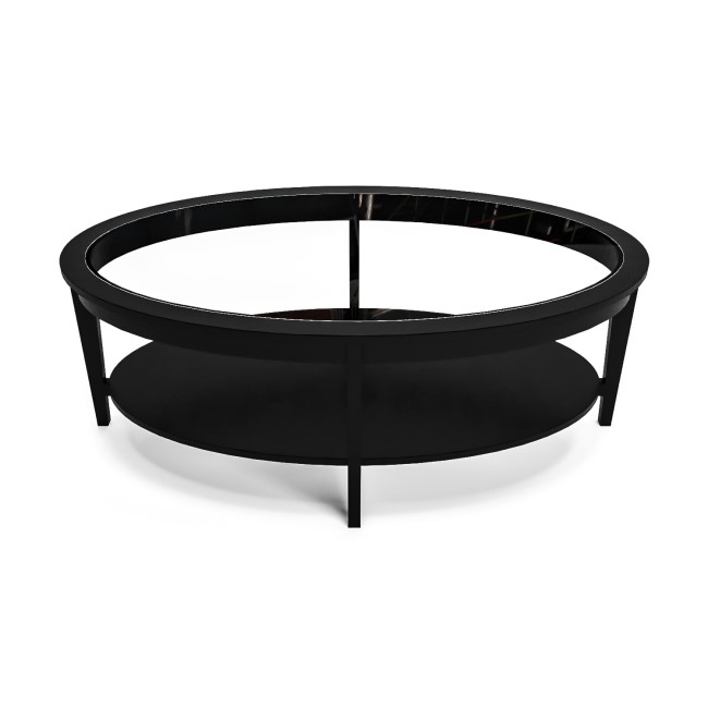 Oval Black Ash Coffee Table with Storage - Toula