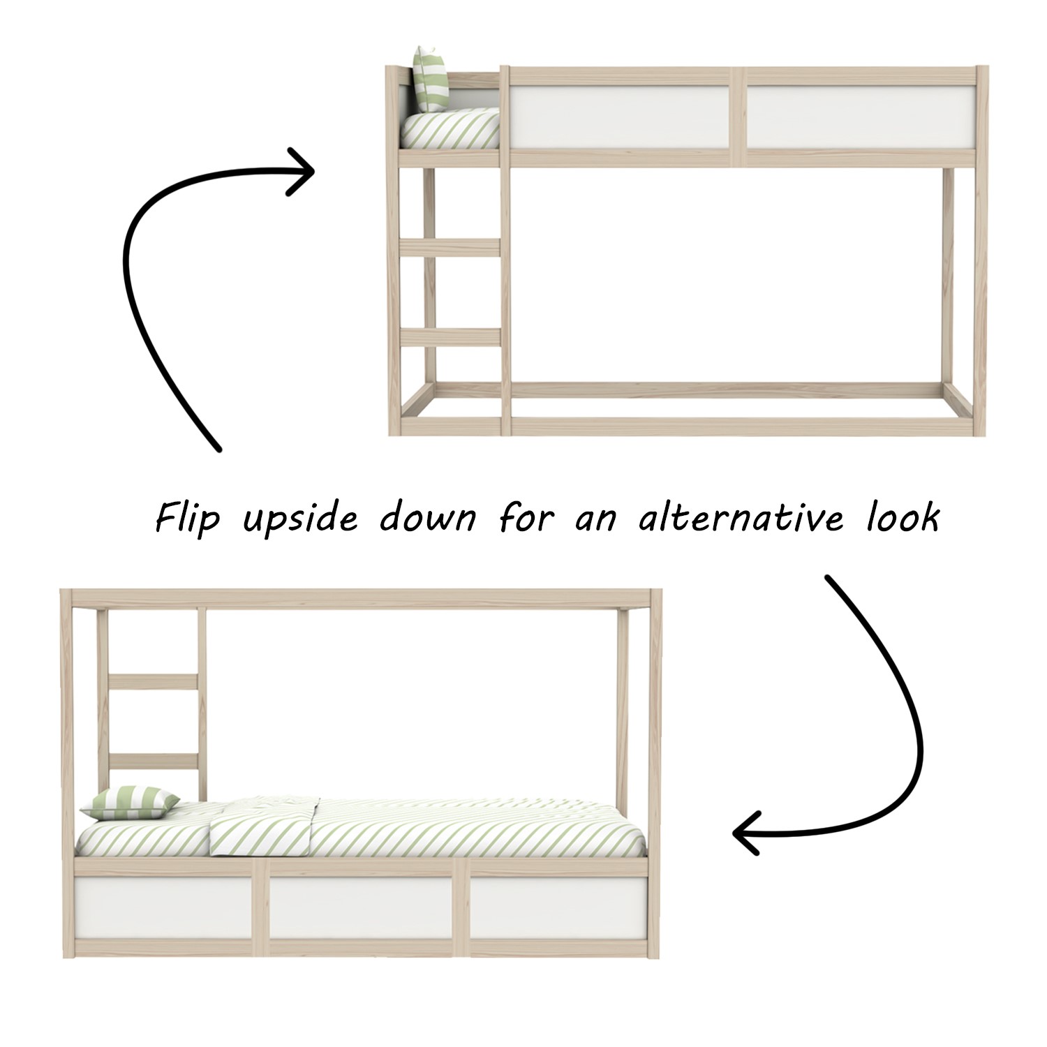 White Pine Low Bunk Bed Converts To A, Bunk Bed With Slide Uk