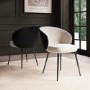 Beige Upholstered Dining Chair with Black Wooden Curved Back - Tori