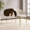 TOR002 Beige Upholstered Dining Chair with Wooden Back - Tori
