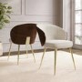 Beige Upholstered Dining Chair with Walnut Wooden Curved Back - Tori