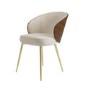 Set of 4 Beige Upholstered Dining Chairs with Walnut Wooden Curved Back - Tori