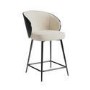 Beige Upholstered Kitchen Stool with Black Wooden Curved Back - Tori