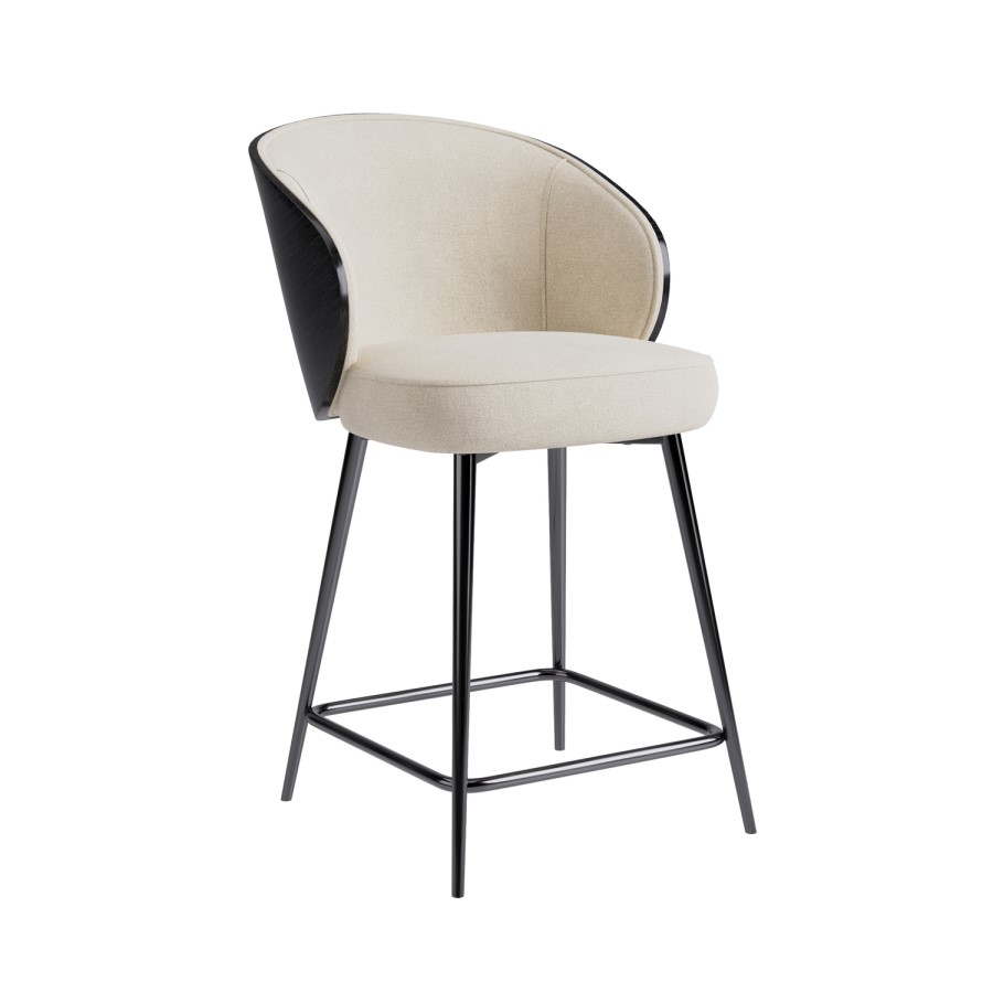 ALMOST PERFECT - Black Wooden Kitchen Stool with Back - Tori
