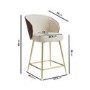 Set of 4 Beige Upholstered Kitchen Stools with Walnut Wooden Curved Back - Tori