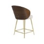 Set of 4 Beige Upholstered Kitchen Stools with Walnut Wooden Curved Back - Tori