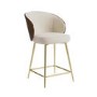 Set of 4 Beige Upholstered Kitchen Stools with Walnut Wooden Curved Back - Tori