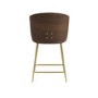 Set of 4 Beige Upholstered Kitchen Stools with Walnut Wooden Curved Back - Tori