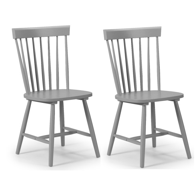Julian Bowen Pair of Grey Dining Chairs with Spindle Back - Torino 