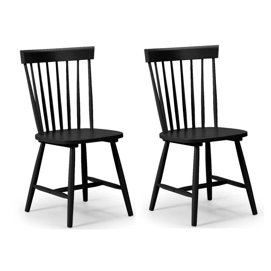 GRADE A1 - Julian Bowen Pair of Black Dining Chairs with Spindle Back - Torino