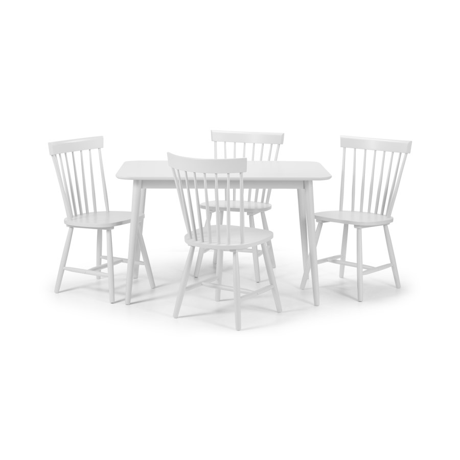 Julian Bowen Torino White Dining Table and 4 Chairs