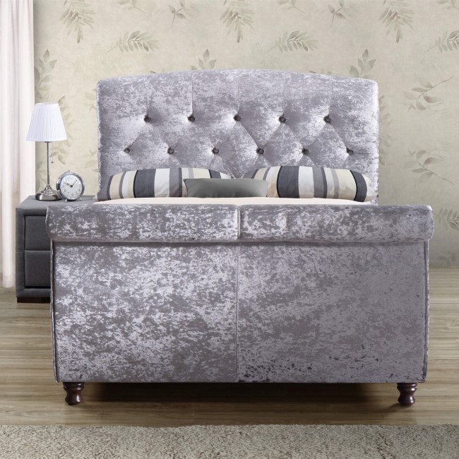 Birlea Toulouse Crushed Velvet Double Bed Grey