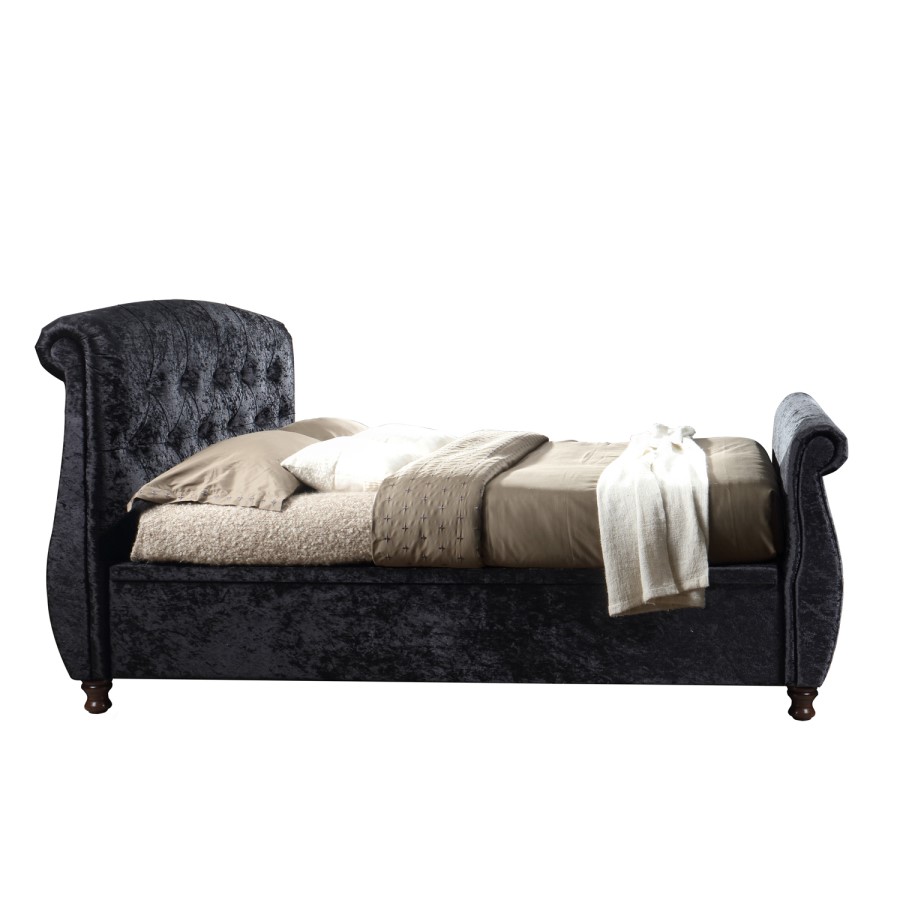 Birlea Toulouse Upholstered Black Super King Size Side Ottoman Bed