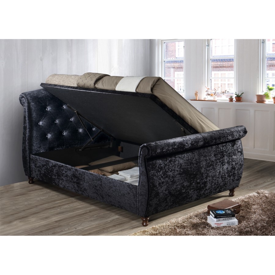 Birlea Toulouse Upholstered Black Super King Size Side Ottoman Bed