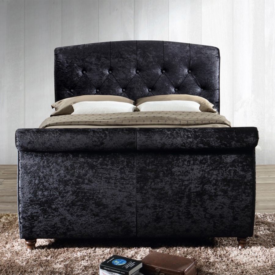 Birlea Toulouse Upholstered Black Super King Size Side Ottoman Bed
