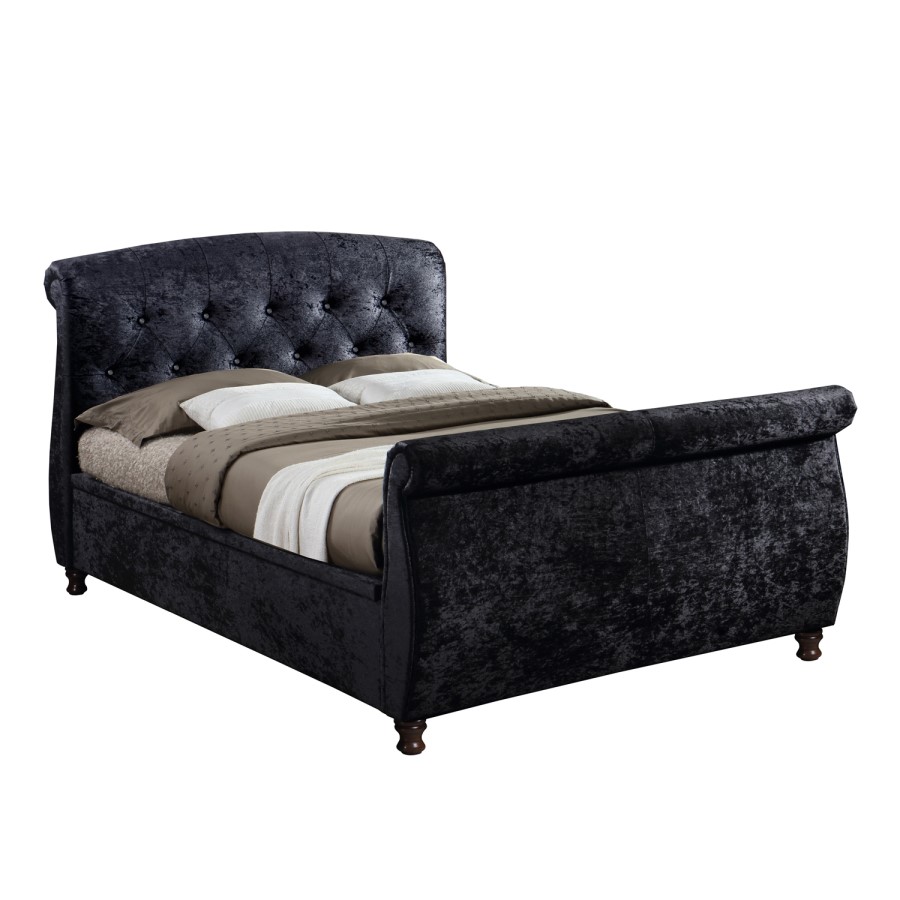 Birlea Toulouse Upholstered Black Super King Size Side Ottoman Bed