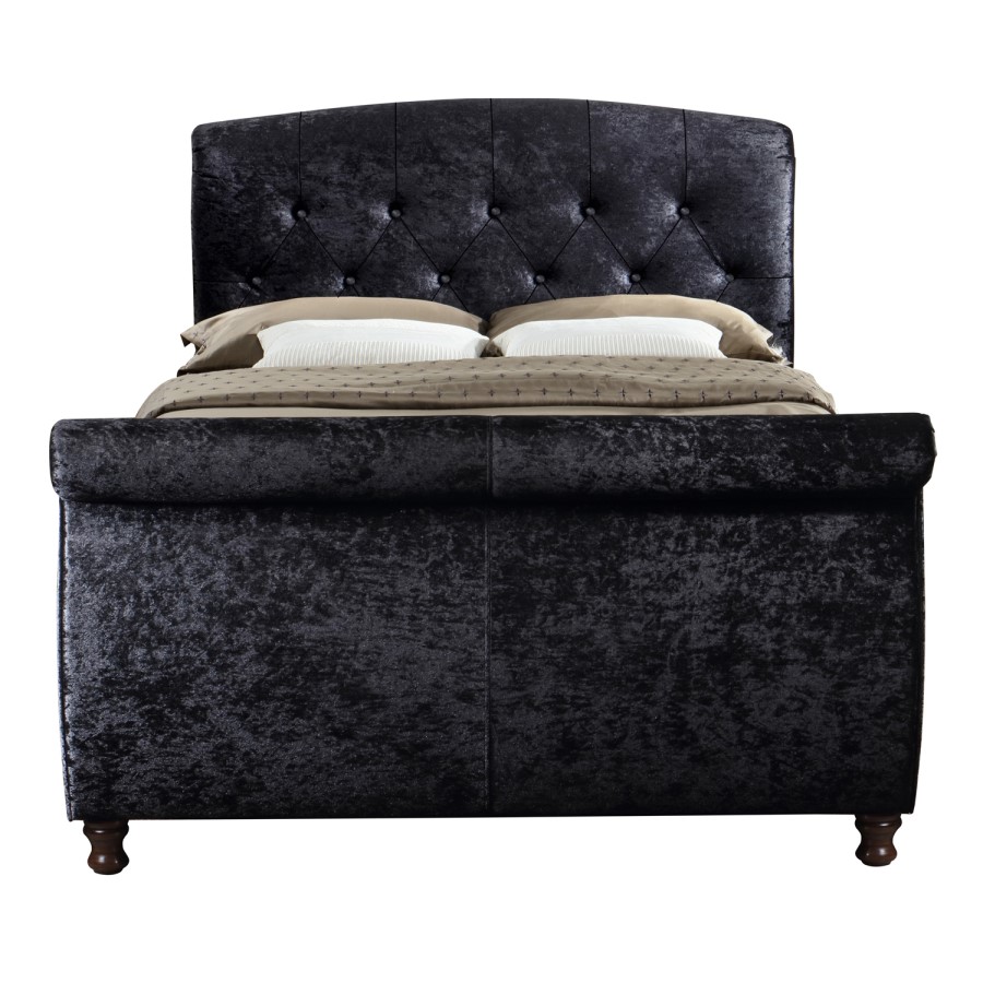 Birlea Toulouse Upholstered Black Super King Size Side Ottoman Bed