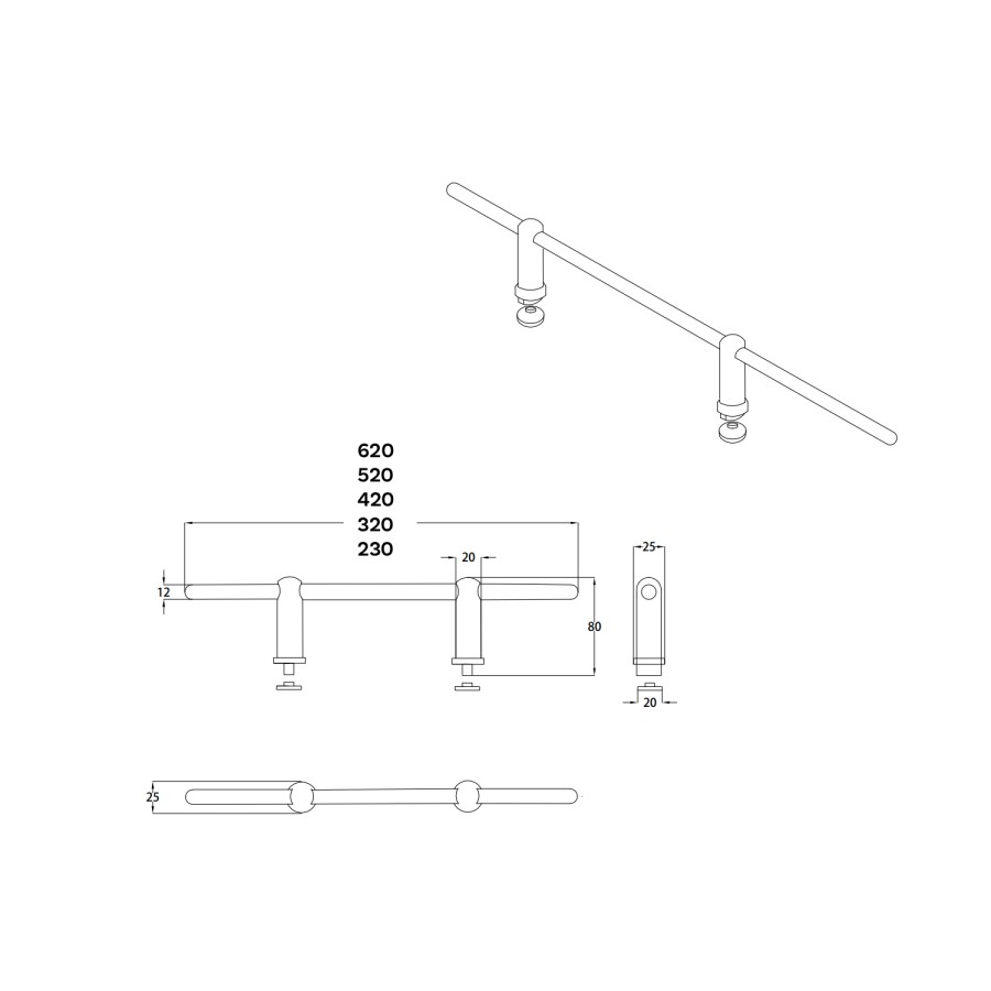 Anthracite Designer Towel Holder for Steel & Electric Radiators - 620mm