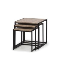 Tribeca Nest of Tables with Black Metal Base & Oak Top - 3 - Julian Bowen