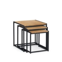 Nest of 3 Oak Tables with Black Frame - Tribeca