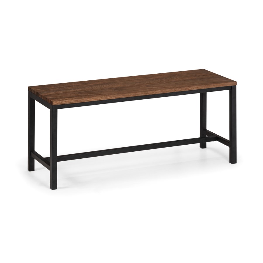 Walnut Dining Table with Matching Bench and 2 Grey Suede Dining Chairs - Julian Bowen