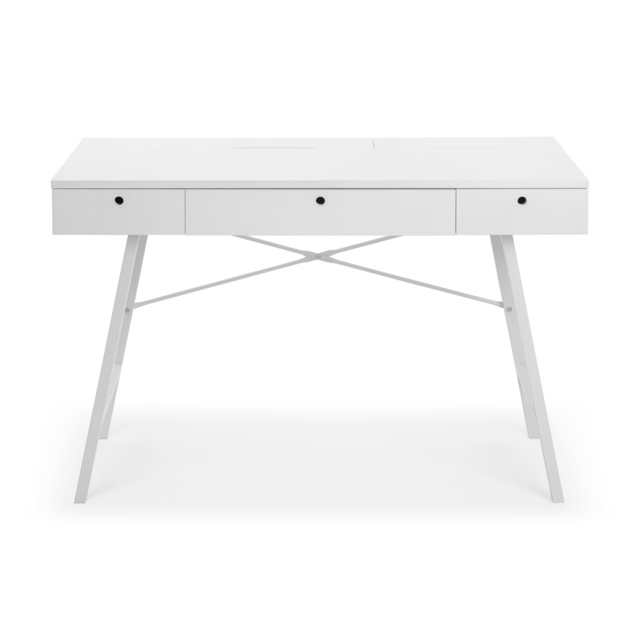 White Wooden Desk with Drawers - Julian Bowen