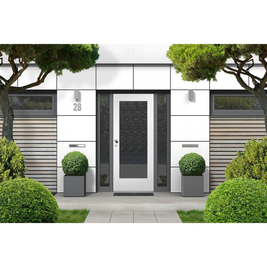 External Tricoya Pattern 10 with Clear Glass - White Primed, 1981 x 762 x 35 mm